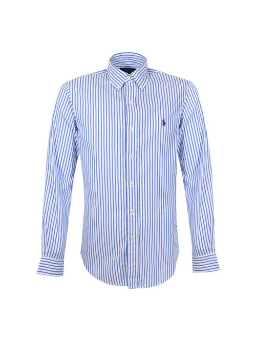 Camicia a righe in popeline di cotone White/blue POLO RALPH LAUREN | 710B15595008